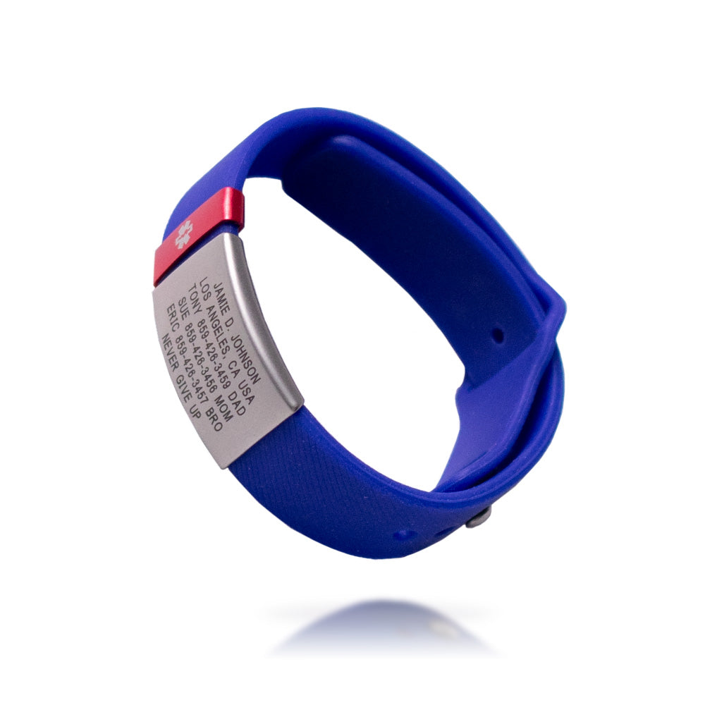 Activewear Fit Silicone Medical ID Bracelet Royal Blue