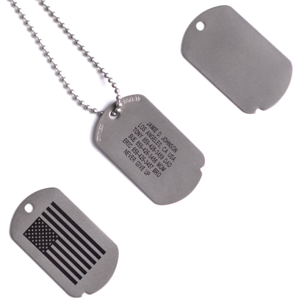 Dog Tags / Military Stainless Steel / Personalized Custom / 1 Line